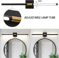 Black and Gold Dimmable LED Vanity Light 24" and 30"