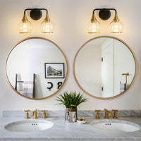 Modern Black and Gold Wall Sconce for Bathroom with Clear Glass Shade