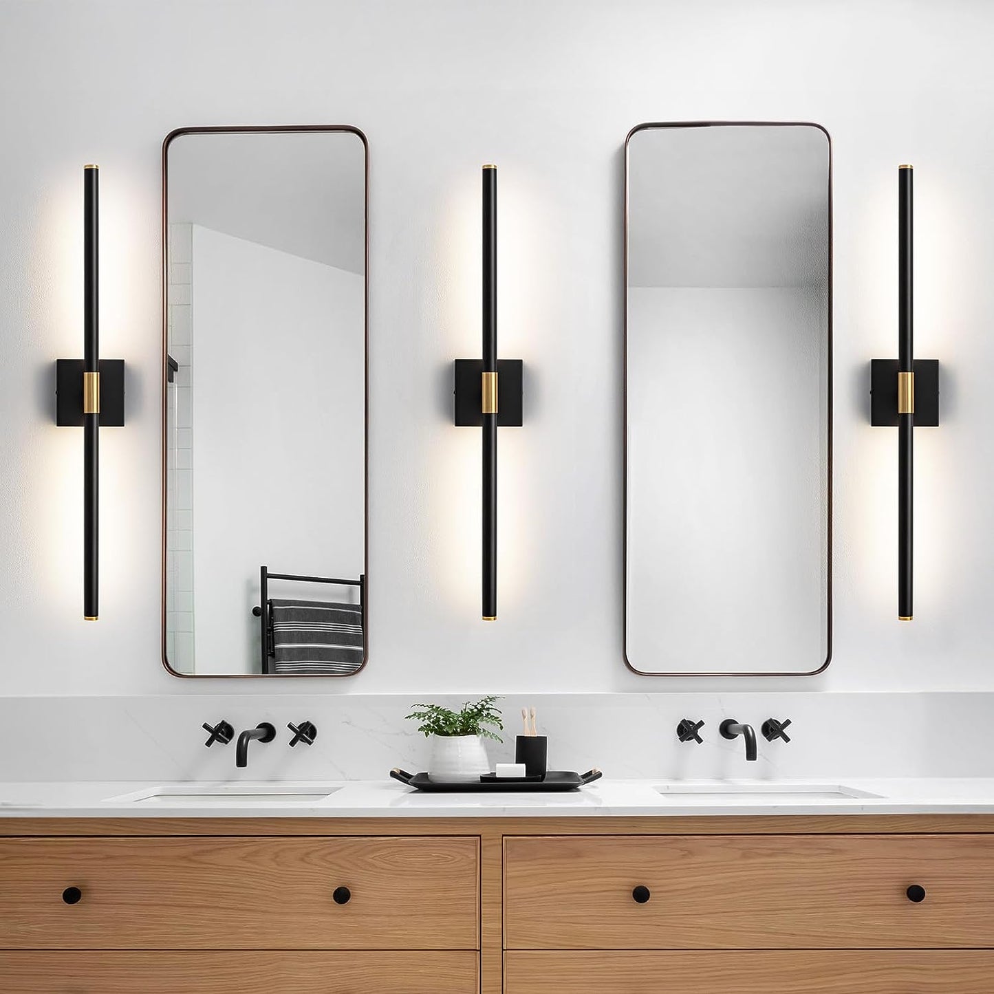 Black and Gold Dimmable LED Vanity Light 24" and 30"