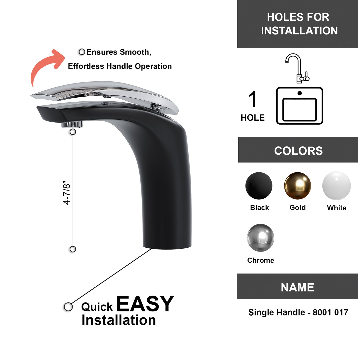 Single Handle Bathroom Faucet - DW 017 Black & Chrome Combo