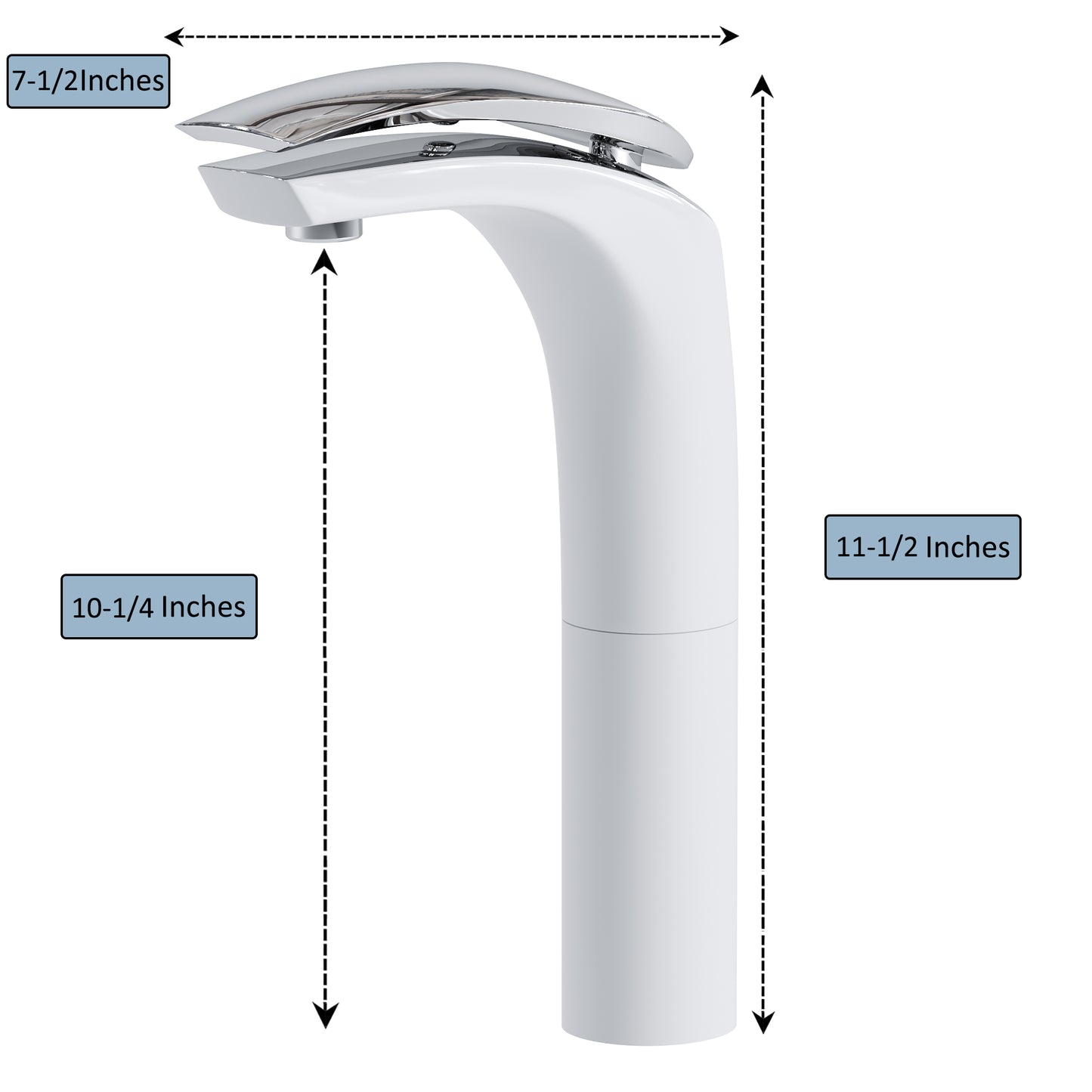 Single Handle Bathroom Faucet - DW Chrome & White - 018