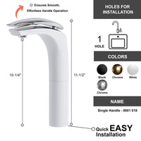 Single Handle Bathroom Faucet - DW Chrome & White - 018