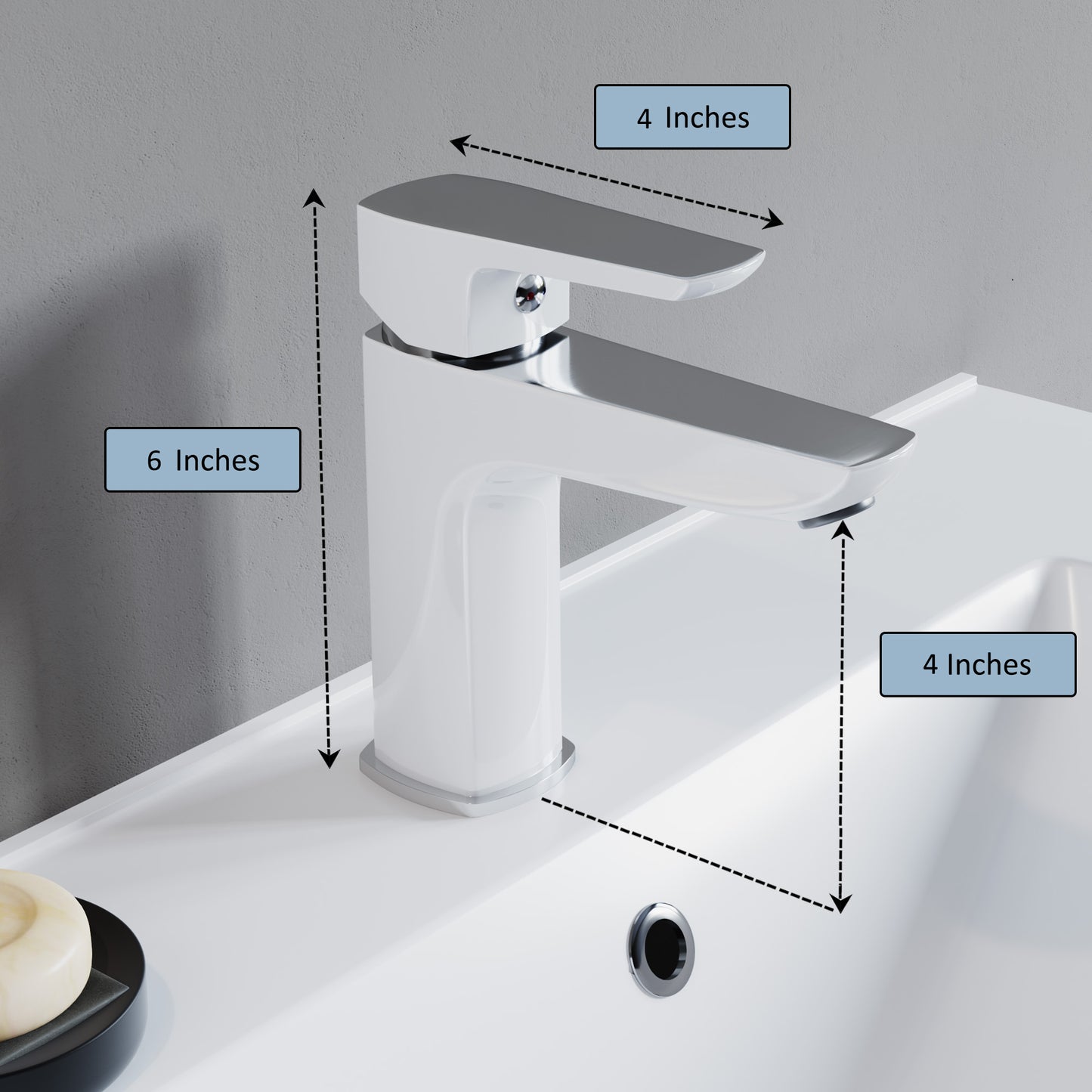 Single Handle Bathroom Faucet - DW Chrome & White - 021