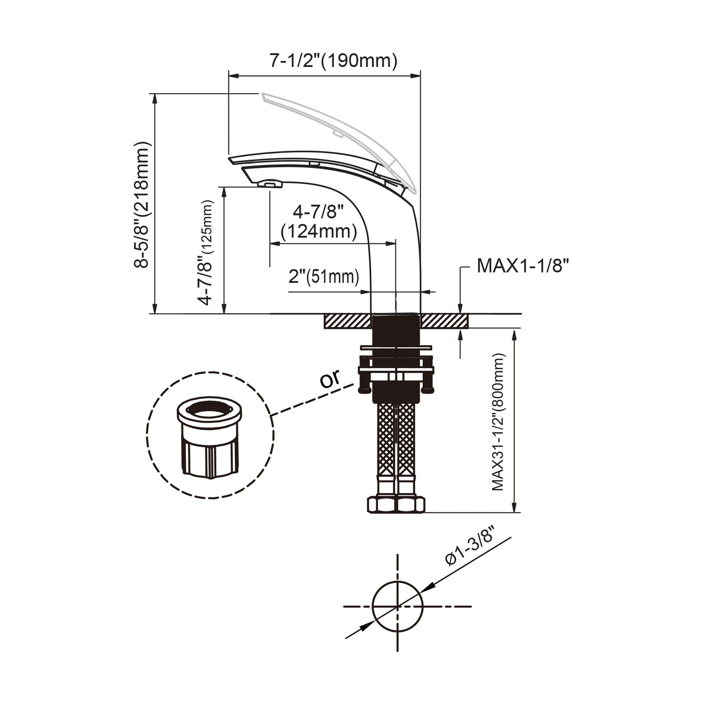 Single Handle Bathroom Faucet - DW 017 Gold