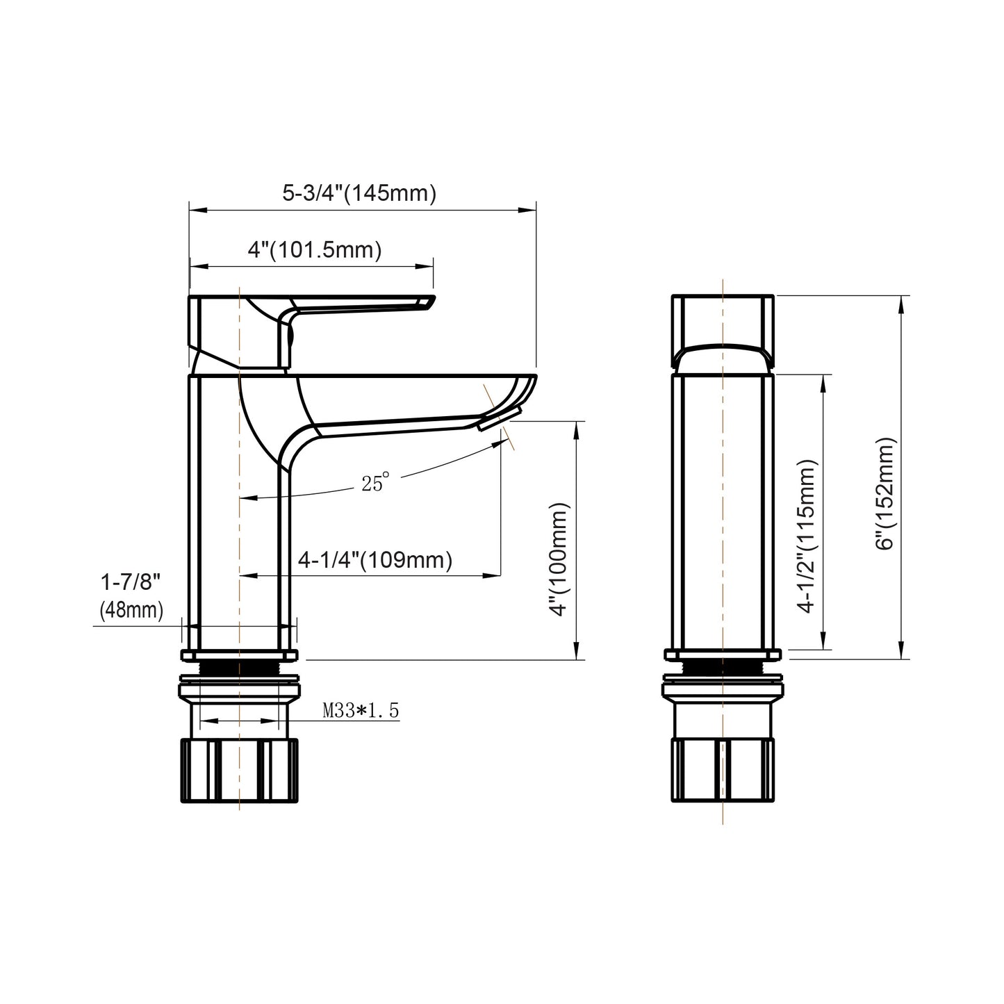 Single Handle Bathroom Faucet - DW Chrome - 021