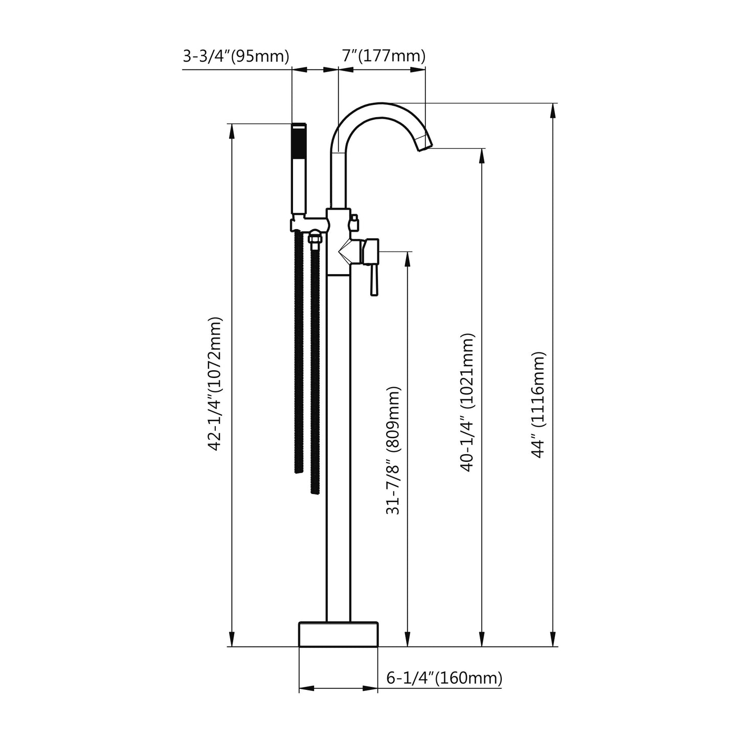 Freestanding Tub Faucet and Hand Shower – 8003