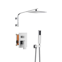 12-Inch Rain Head Big Arc Wall Mount Chrome Shower System - Single or Two Function Rough-In Valve with Trim