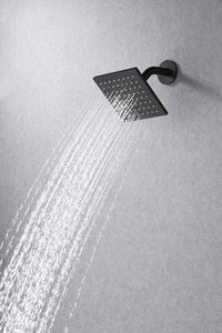 12 inch or 16 inch Matte Black Rainfall Shower System - 5-Way Thermostatic Rough-in Valve with Invigorating Body Jets and Dual Regular Head