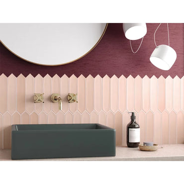 Blush Rose Point 2" x 10" Matte Picket Ceramic Tile