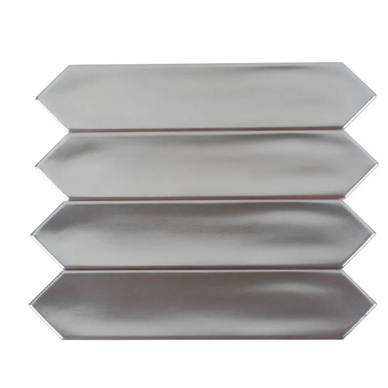 Sterling Silver Point 2" x 10" Metallic Picket Ceramic Tile