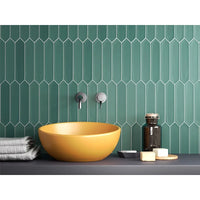 Verdant Point 2" x 10" Green Matte Picket Ceramic Tile