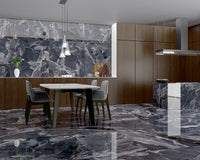 24x48 Onyx Navy Black polished porcelain tile