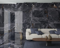 24x48 Onyx Navy Black polished porcelain tile