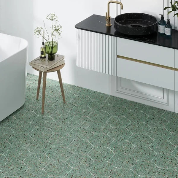 Terrazzo Studio Gloss Hexagon 7.8x9" Shell Tile | 4 Colors