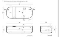 Alexandrette Black Marble Bathtub with Wine Tray Honed/Matte (W)32" (L)72" (H)20"