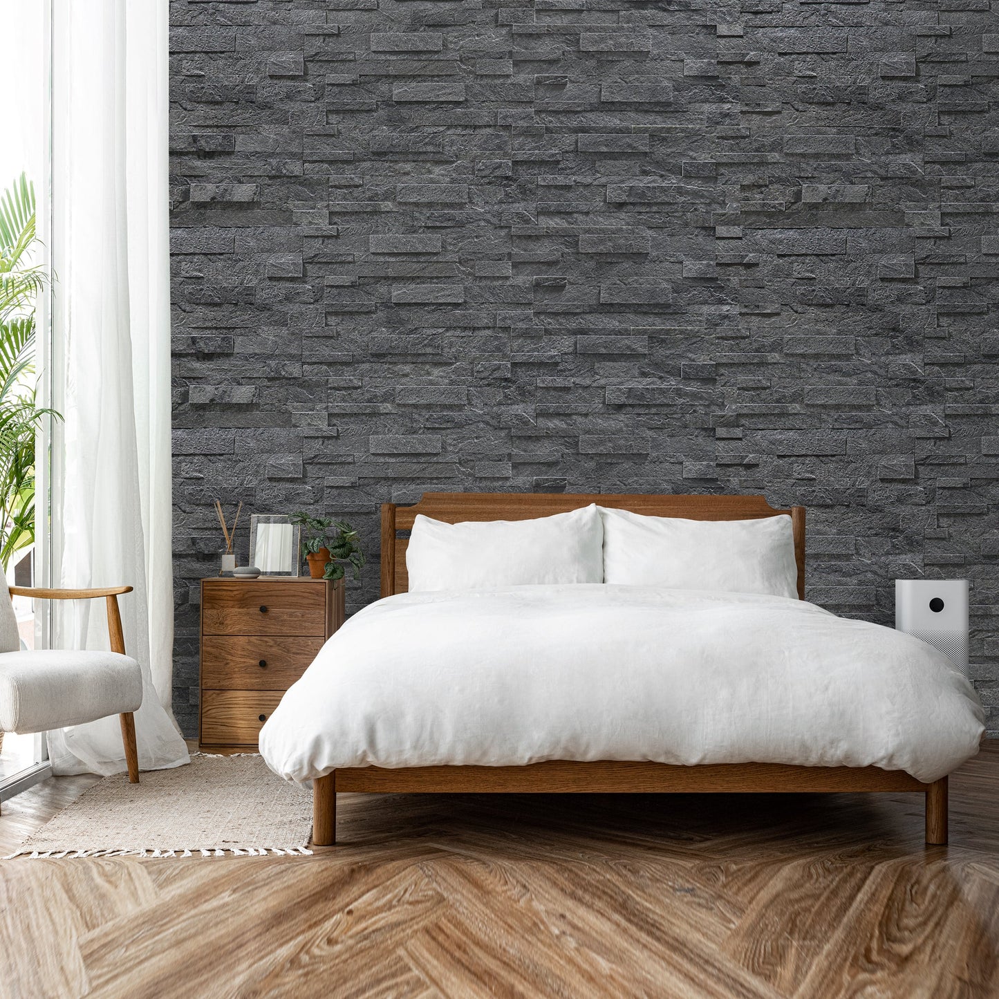 Oslo Smoke - Self-Adhesive 3D Peel & Stick Real Stacked Stone Tiles [Pack of 10]