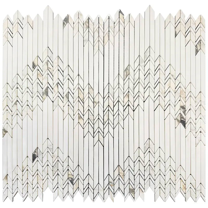 Arrowline Dolomite & Calacatta Monet Honed Marble Mosaic Tile