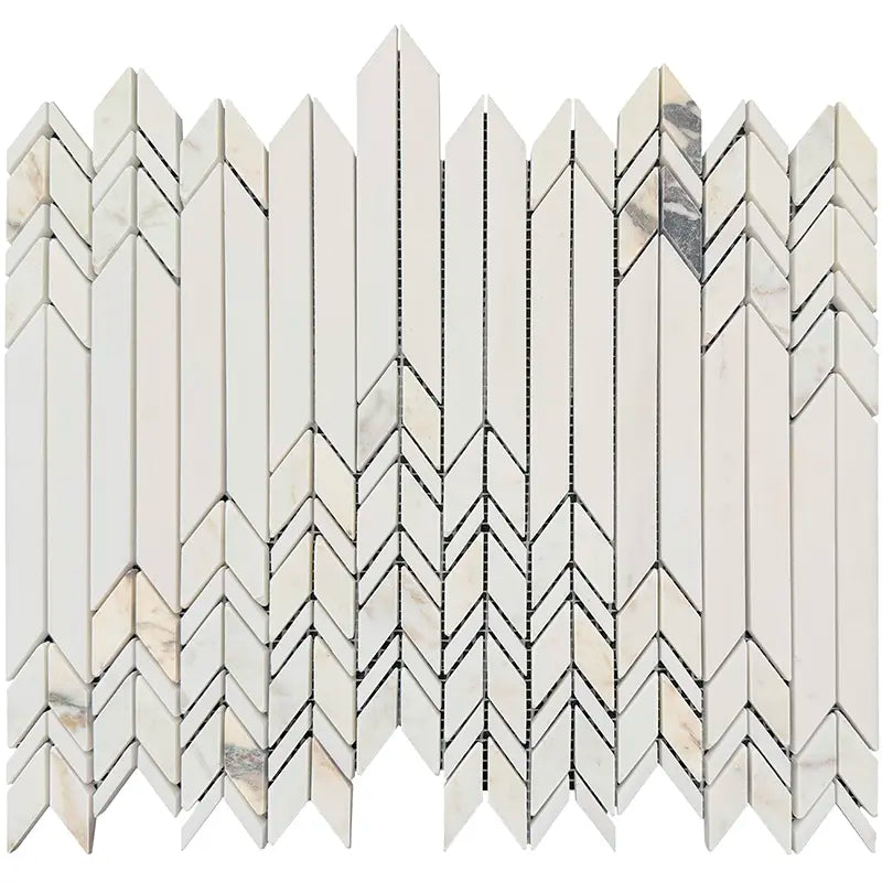 Arrowline Dolomite & Calacatta Monet Honed Marble Mosaic Tile