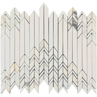 Arrowline Dolomite & Calacatta Monet Honed Marble Mosaic Tile