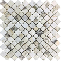 Calacatta Monet Clover Polished Marble Mosaic Tile