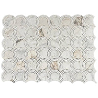 Calacatta Monet & Thassos Scallop Fan Polished Marble Mosaic Tile