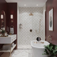 Calacatta Monet & Thassos Scallop Fan Polished Marble Mosaic Tile