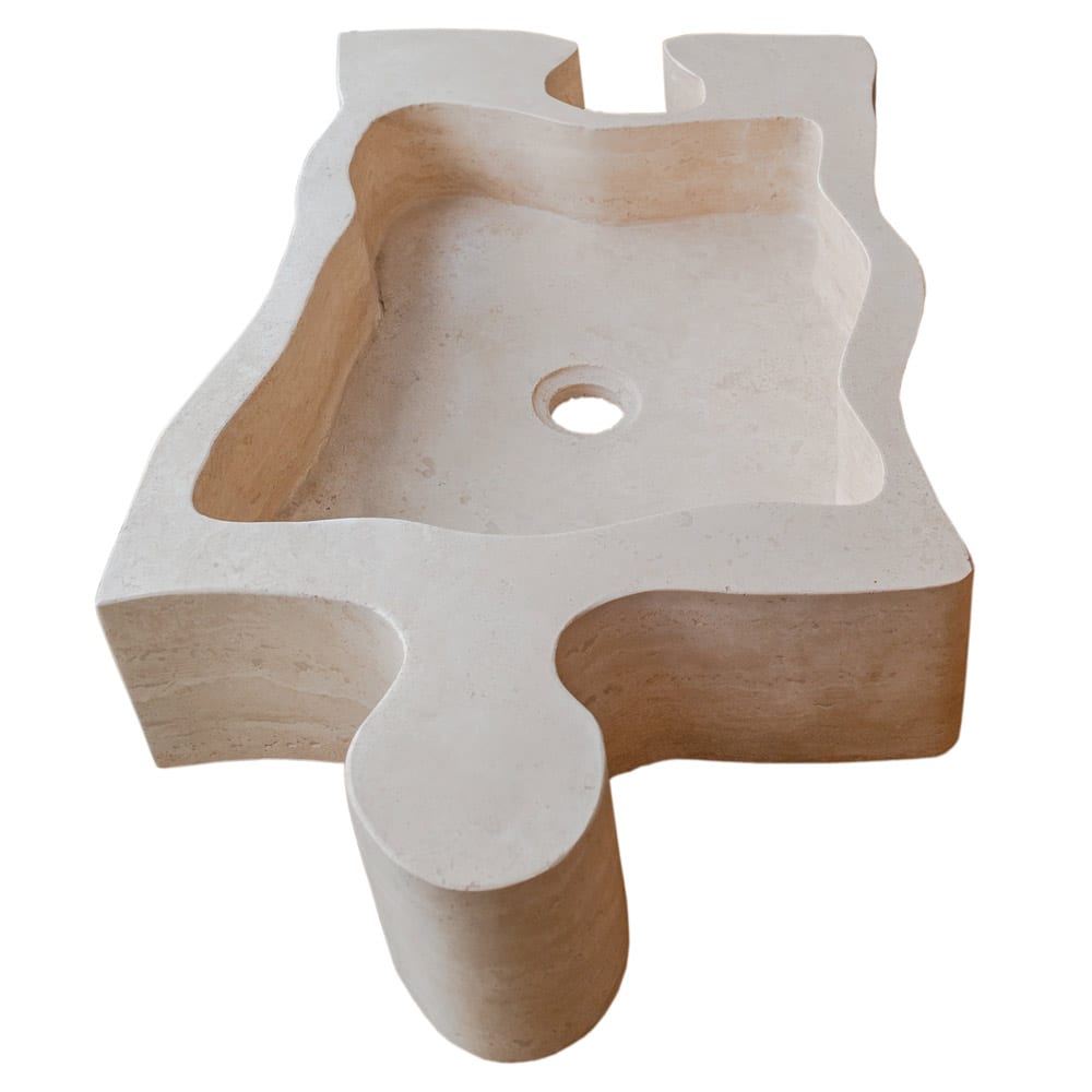 Natural Stone Beige Travertine Above Vanity Puzzle Shape Bathroom Sink