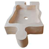 Natural Stone Beige Travertine Above Vanity Puzzle Shape Bathroom Sink