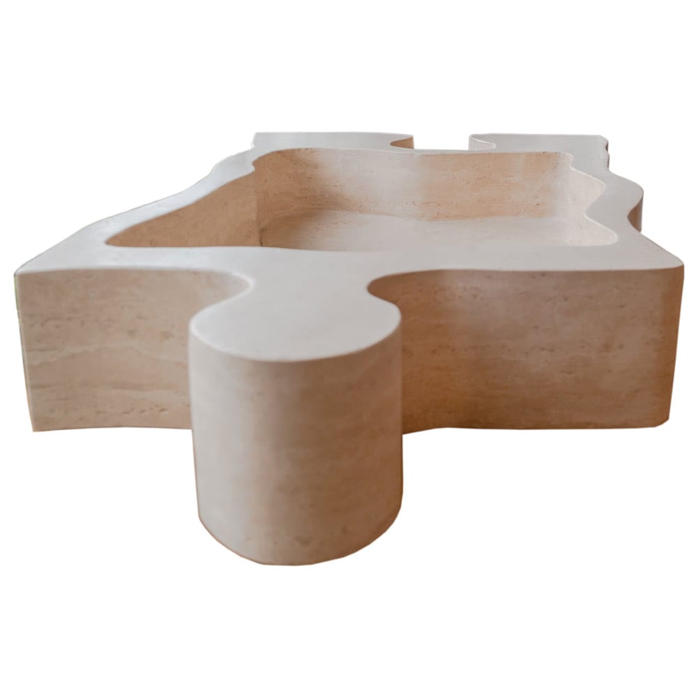 Natural Stone Beige Travertine Above Vanity Puzzle Shape Bathroom Sink