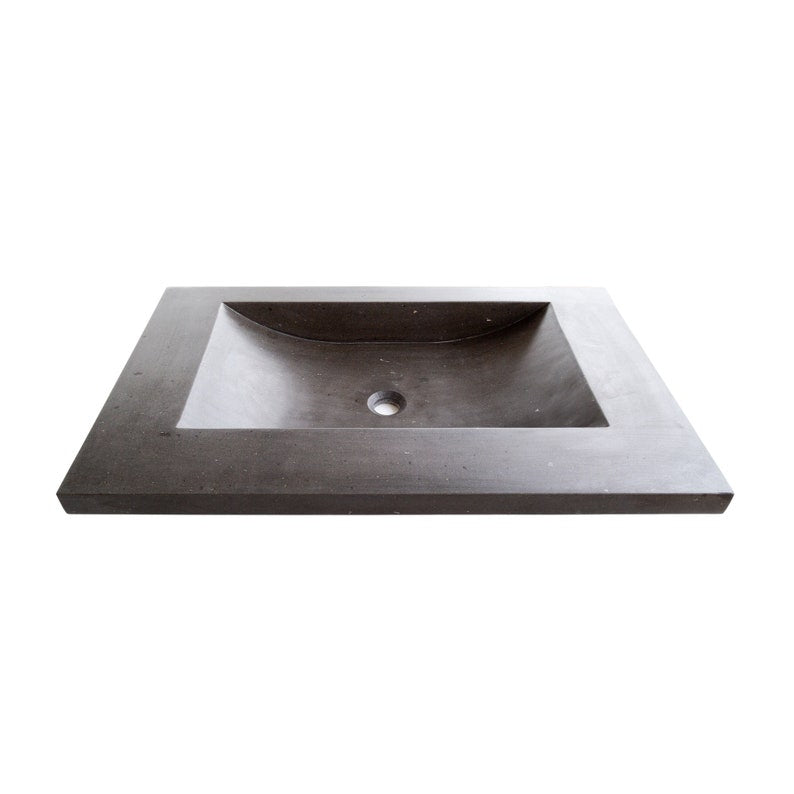 Black Andesite Natural Stone Rectangular Sink Honed/Matte (W)20" (L)33" (H)6"