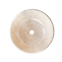 Botticino Marble Mosaic Natural Stone Round Above Vanity Vessel Sink Semi-polished (D)16" (H)6"