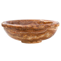 Brown Onyx Translucent Natural Stone Drop-in or Above Vanity Vessel Sink Polished (D)16" (H)6"