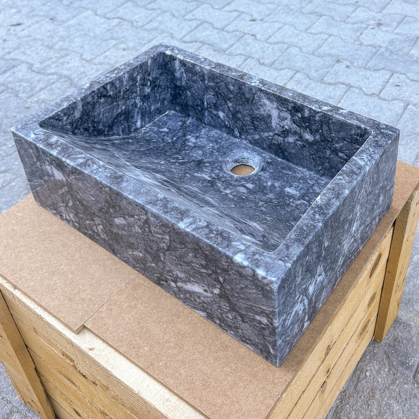 Bursa Gray Marble Rectangular Stone Above Vanity Bathroom Sink Polished (W)12" (L)18" (H)6"