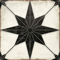 Heritage Star Noir 8" x 8" Black & White Matte Porcelain Tile