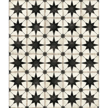 Heritage Star Noir 8" x 8" Black & White Matte Porcelain Tile