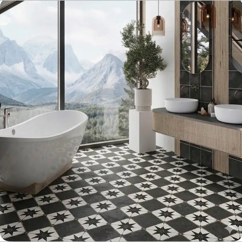 Heritage Noir 8" x 8" Matte Porcelain Tile