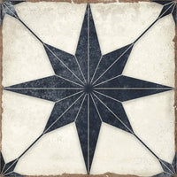 Heritage Compass Navy & White 8" x 8" Star Matte Porcelain Tile
