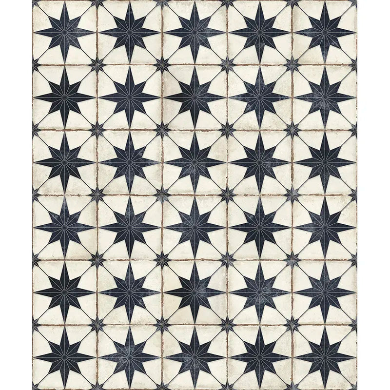 Heritage Compass Navy & White 8" x 8" Star Matte Porcelain Tile