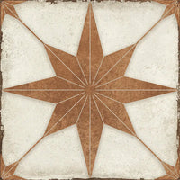 Heritage Cotto Compass 8" x 8" Terracotta & White Star Matte Porcelain Tile