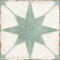 Heritage Sage Compass 8" x 8" Green & White Star Matte Porcelain Tile