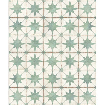 Heritage Sage Compass 8" x 8" Green & White Star Matte Porcelain Tile