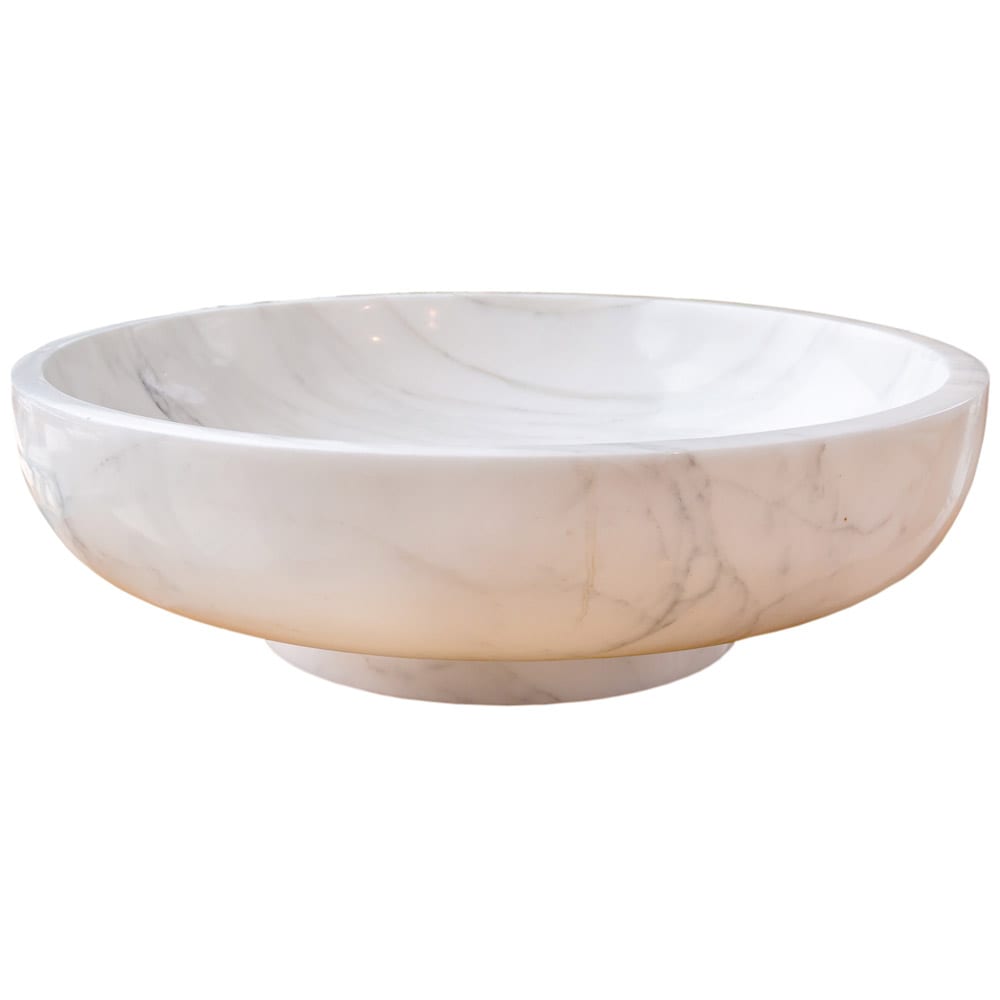 Calacatta White Marble Vessel Above Vanity Bathroom Sink Polished (D)19" (H)6"