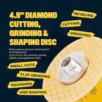 4.5" Diamond Grinding, Shaping & Cutting Disc (With Flange)