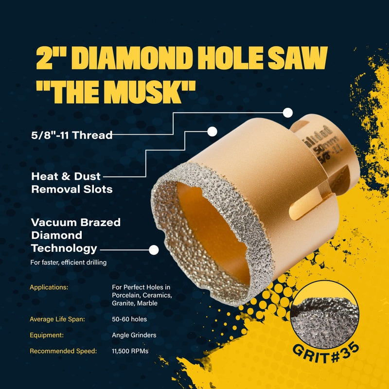 50mm (2") Vacuum Brazed Diamond Hole Saw Bit "The Musk"