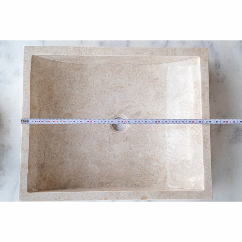 Cappuccino Beige Marble Rectangular Above Vanity Bathroom Sink (W)18" (L)21.5" (H)5"