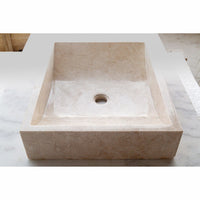 Cappuccino Beige Marble Rectangular Above Vanity Bathroom Sink (W)18" (L)21.5" (H)5"