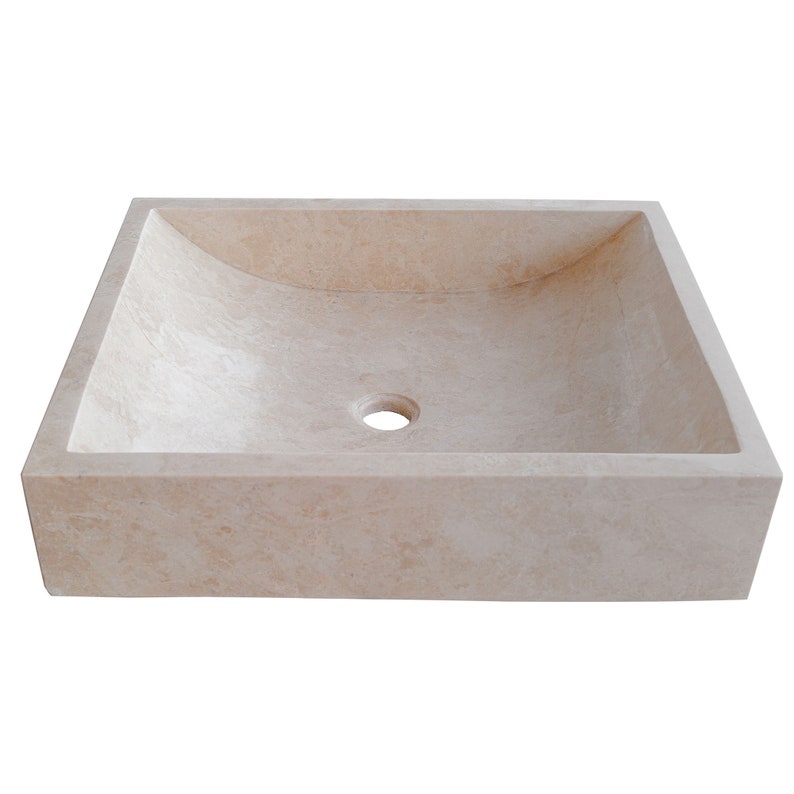 Cappuccino Beige Marble Rectangular Above Vanity Bathroom Sink (W)18" (L)21.5" (H)5"