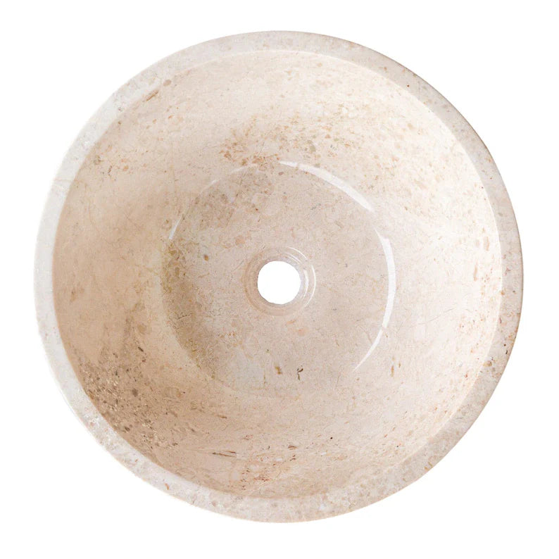 Cappuccino Beige Marble V-Shape Tapered Above Vanity Bathroom Sink Polished (D)16" (H)6"