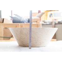 Cappuccino Beige Marble V-Shape Tapered Above Vanity Bathroom Sink Polished (D)16" (H)6"