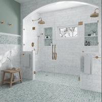 Interlace Mint Green & Thassos White Polished Natural Stone Mosaic Tile